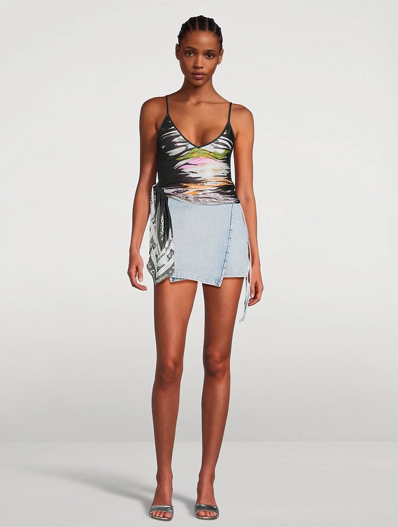 De-Lem Denim Wrap Mini Skirt