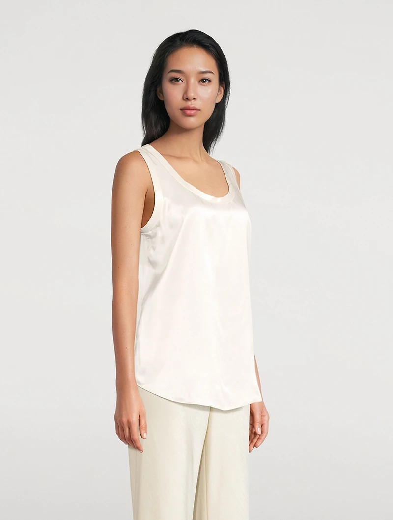 Perla Reversible Silk Charmeuse Tank Top