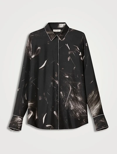 Scottie Silk Shirt Charcoal Print