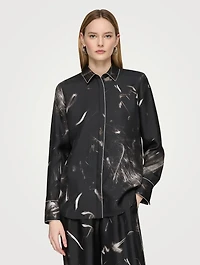 Scottie Silk Shirt Charcoal Print