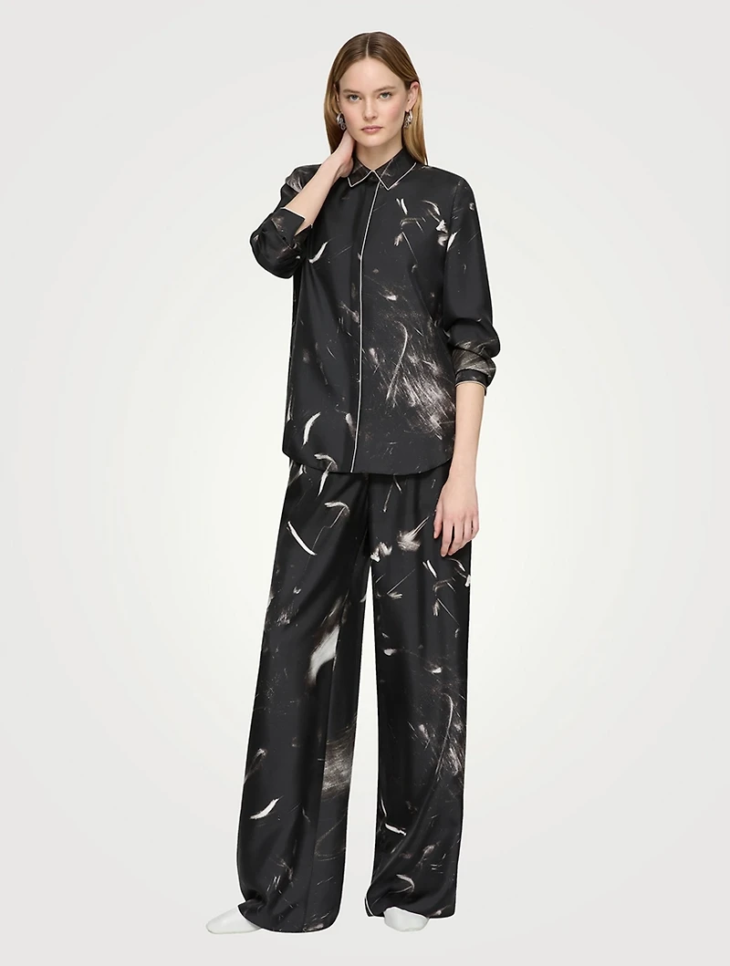 Scottie Silk Shirt Charcoal Print