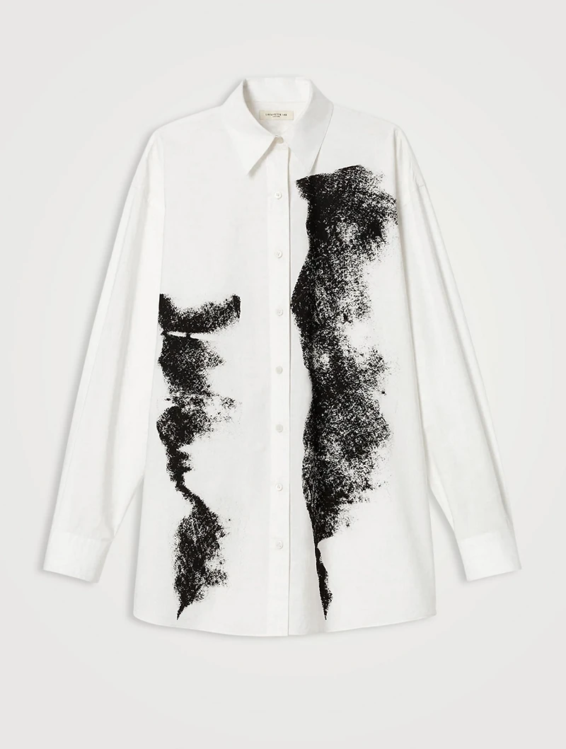 Oversized Poplin Shirt Charcoal Print