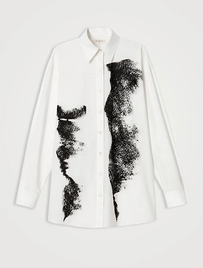 Oversized Poplin Shirt Charcoal Print