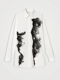 Oversized Poplin Shirt Charcoal Print