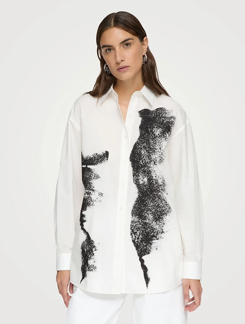 Oversized Poplin Shirt Charcoal Print