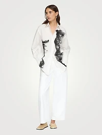 Oversized Poplin Shirt Charcoal Print