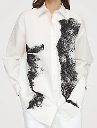 Oversized Poplin Shirt Charcoal Print