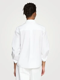 Ruched-Sleeve Poplin Shirt
