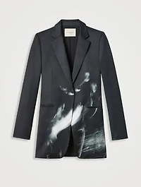 Longline Blazer Charcoal Print