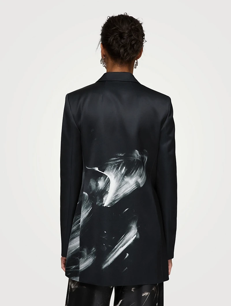 Longline Blazer Charcoal Print