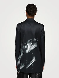 Longline Blazer Charcoal Print