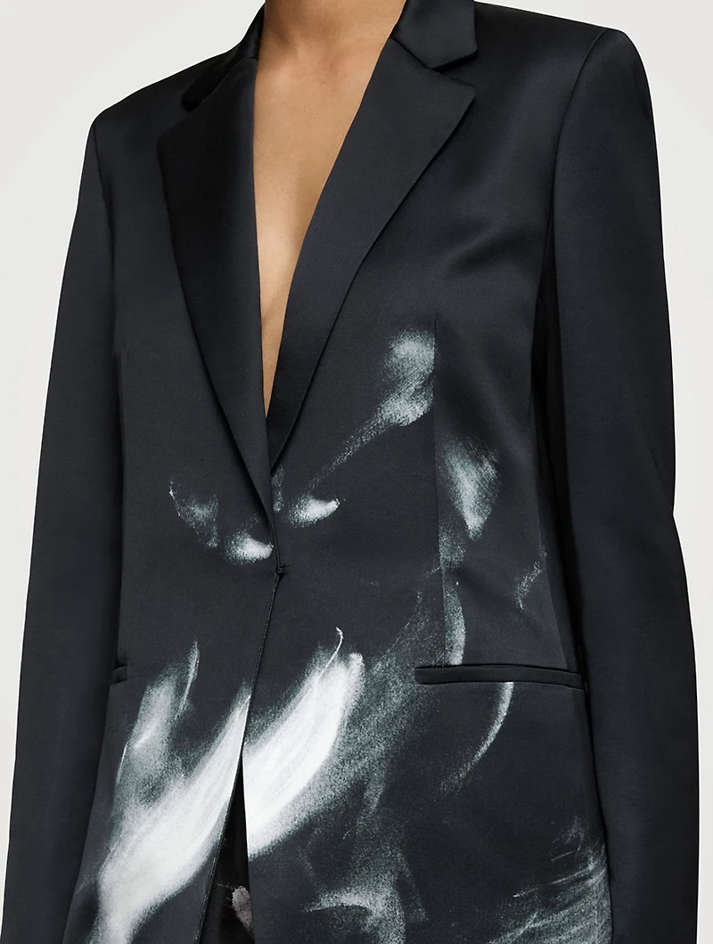 Longline Blazer Charcoal Print