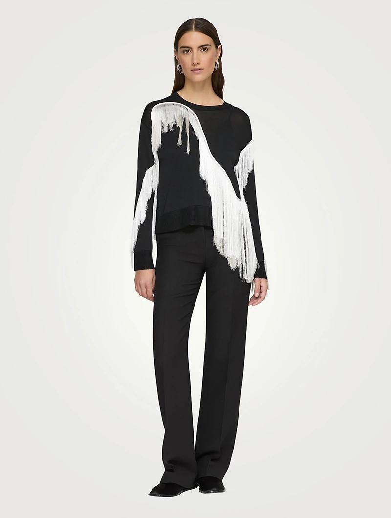 Metropolitan Shine Embroidered Fringe Sweater