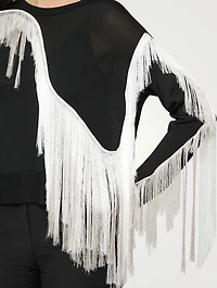 Metropolitan Shine Embroidered Fringe Sweater
