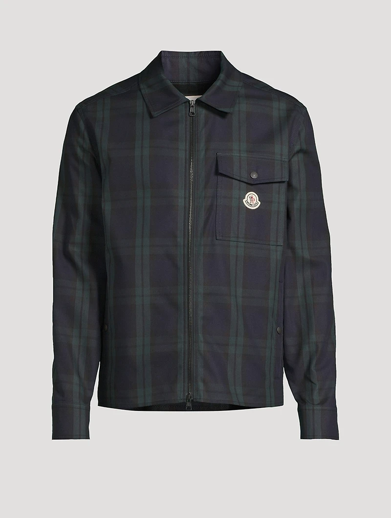 Checked Cotton Gabardine Shirt Jacket