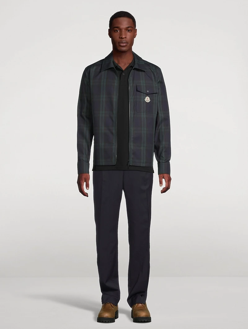 Checked Cotton Gabardine Shirt Jacket
