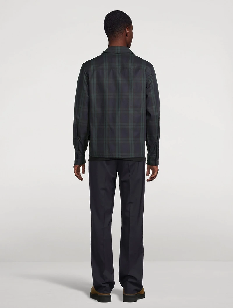 Checked Cotton Gabardine Shirt Jacket