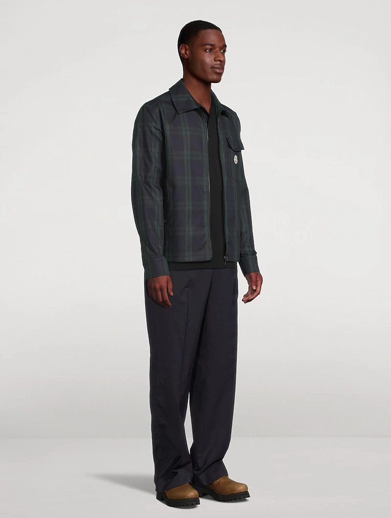Checked Cotton Gabardine Shirt Jacket