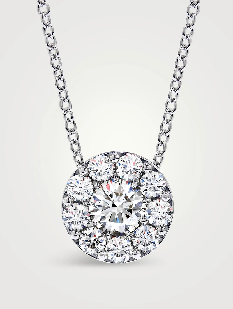 Fulfillment 18K White Gold Round Pendant Necklace With Diamonds
