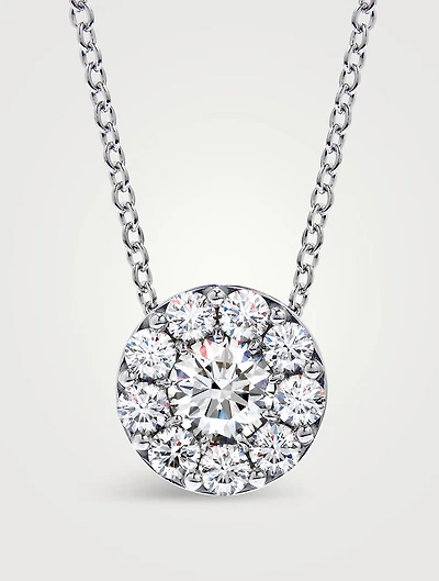 Fulfillment 18K White Gold Round Pendant Necklace With Diamonds