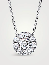 Fulfillment 18K White Gold Round Pendant Necklace With Diamonds
