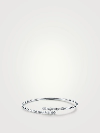 Aerial 18K White Gold Marquise Flexi Bangle Bracelet With Diamonds