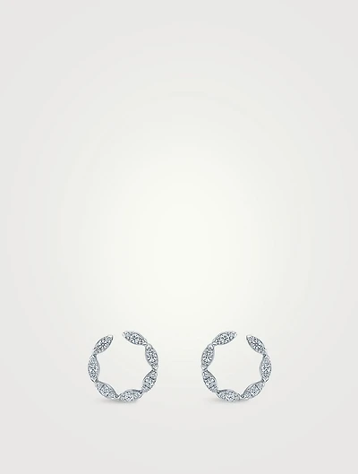 Small Aerial 18K White Gold Marquise Wrap Earrings With Diamonds