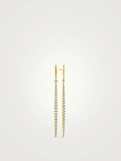 HOF 18K Gold Classic Stiletto Drop Earrings With Diamonds