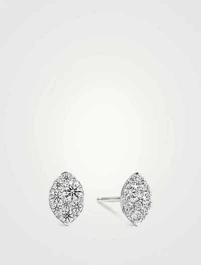 Tessa 18K White Gold Diamond Navette Earrings