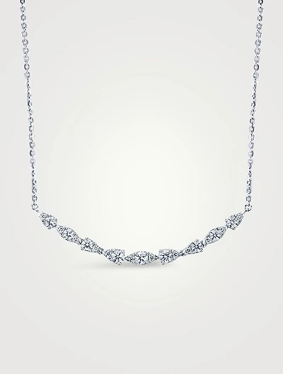 Aerial 18K White Gold Dewdrop Pendant Necklace With Diamonds