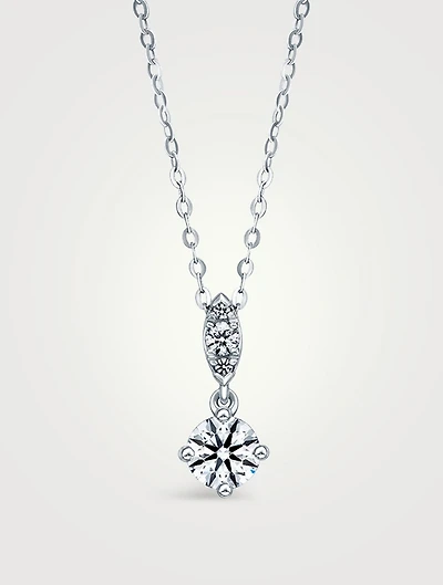 Aerial 18K White Gold Petite Drop Pendant Necklace With Diamonds