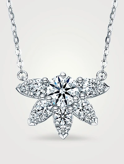 Aerial 18K White Gold Sunburst Pendant Necklace With Diamonds