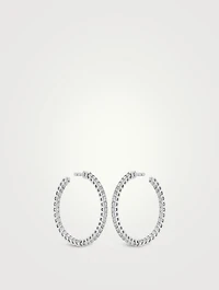 Signature 18K White Gold Inside Out Hoop Earrings With Diamonds