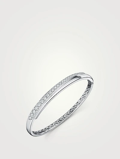 VELA 18K White Gold Crossover Bangle Bracelet With Diamonds