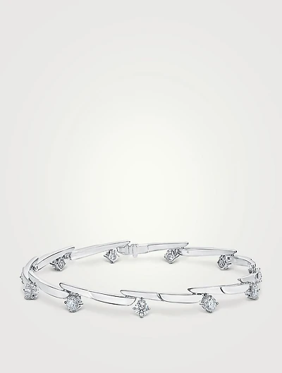 VELA 18K White Gold Crossover Bracelet With Diamonds