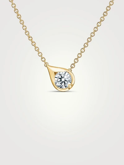 LU 18K Gold Droplet Pendant Necklace With Diamond