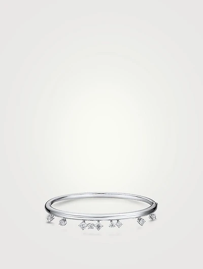 Barre 18K White Gold Floating Diamond Bangle Bracelet
