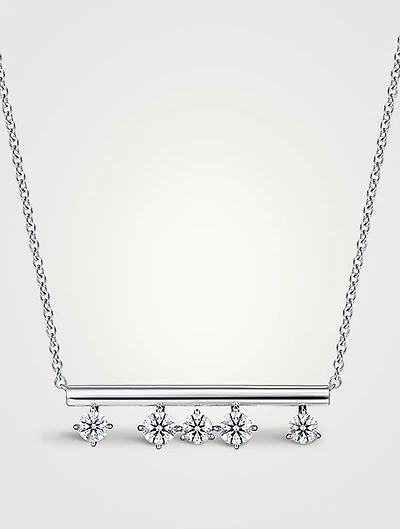 Barre 18K White Gold Floating Diamond Pendant Necklace