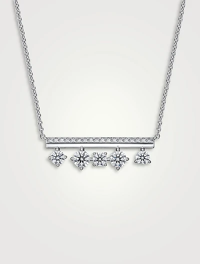 Barre 18K White Gold Floating Diamond Pavé Pendant Necklace