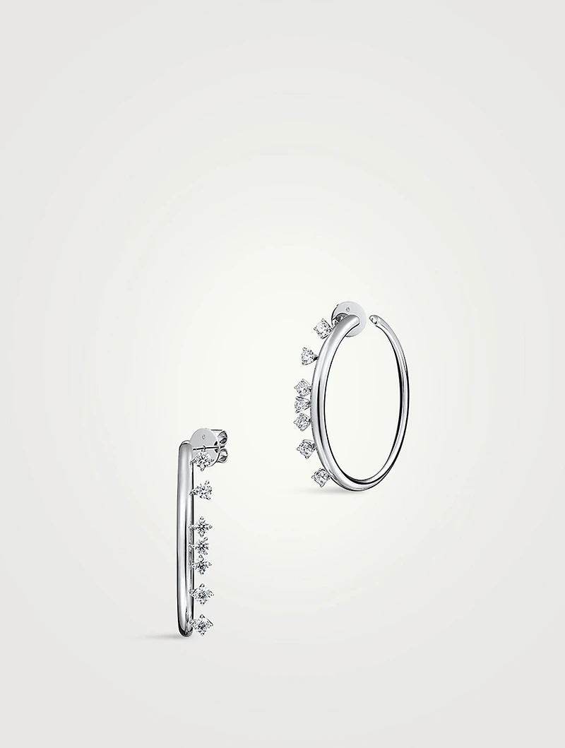 Barre 18K Gold Floating Diamond Hoop Earrings