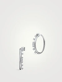 Barre 18K Gold Floating Diamond Hoop Earrings
