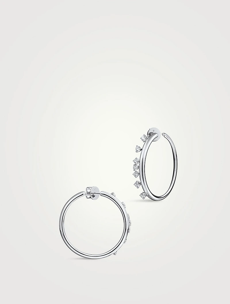 Barre 18K Gold Floating Diamond Hoop Earrings
