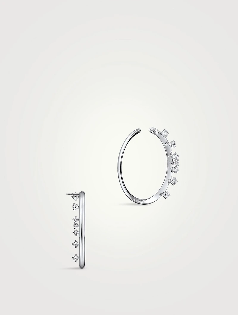 Barre 18K Gold Floating Diamond Hoop Earrings