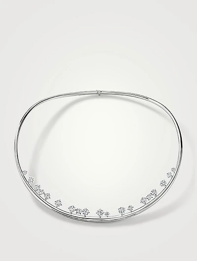 Barre 18K White Gold Floating Diamond Choker Necklace