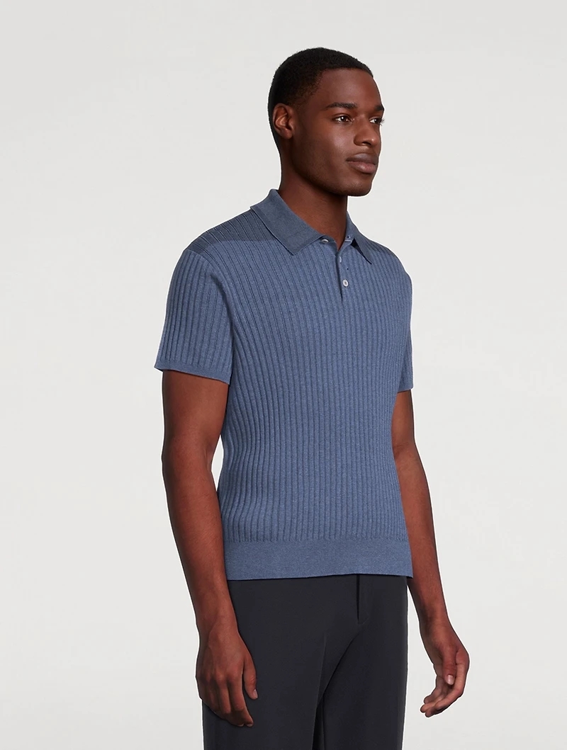 Organic Cotton Rib-Knit Polo Shirt