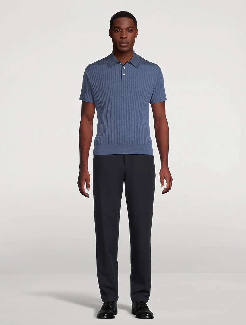 Organic Cotton Rib-Knit Polo Shirt