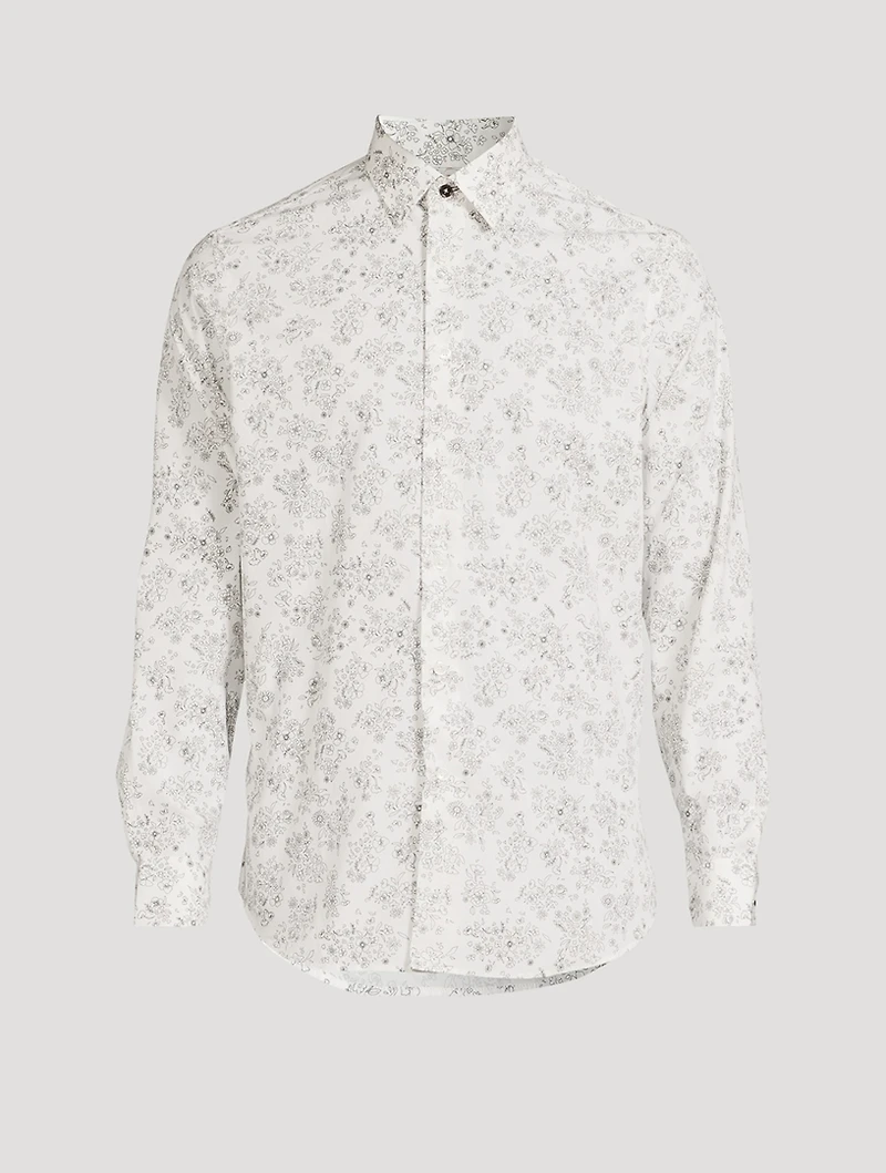 Tailored-Fit Long-Sleeve Shirt Floral Print