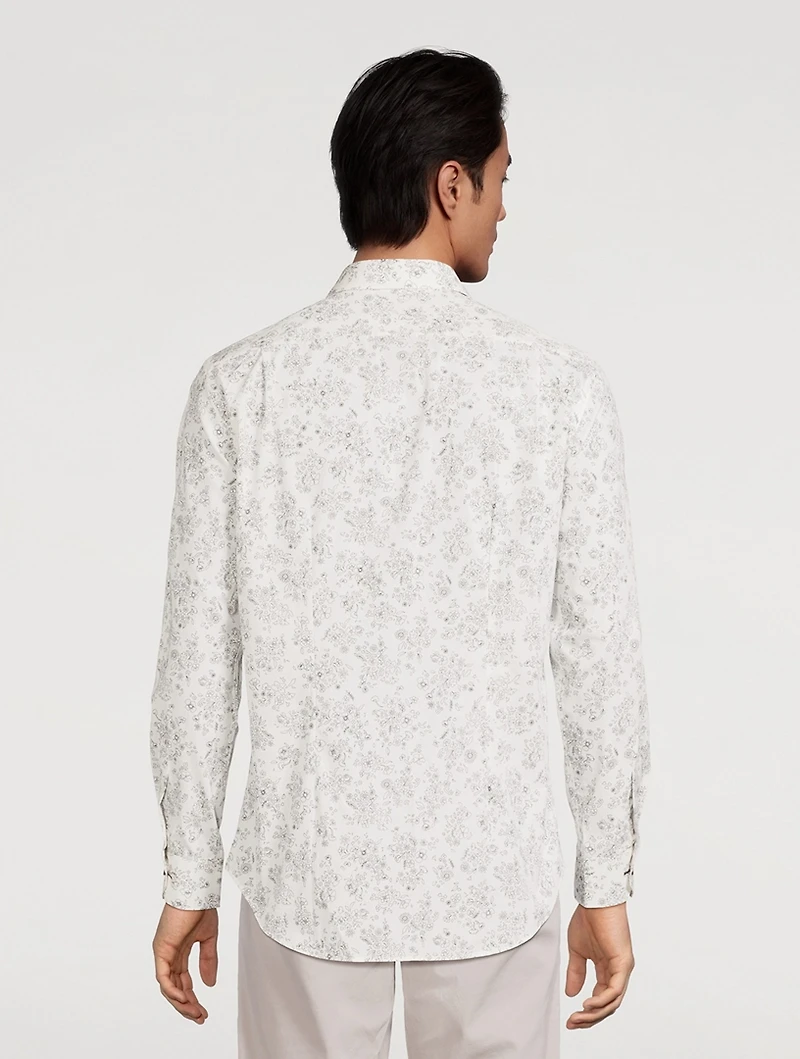 Tailored-Fit Long-Sleeve Shirt Floral Print