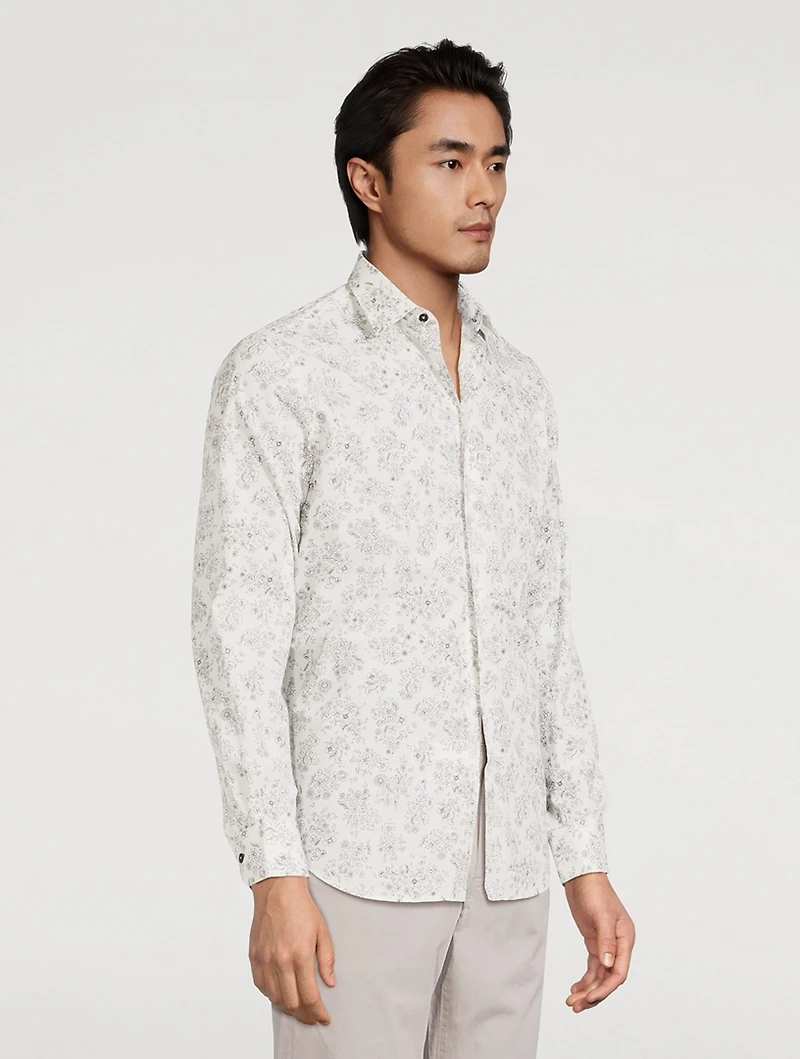 Tailored-Fit Long-Sleeve Shirt Floral Print