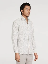 Tailored-Fit Long-Sleeve Shirt Floral Print